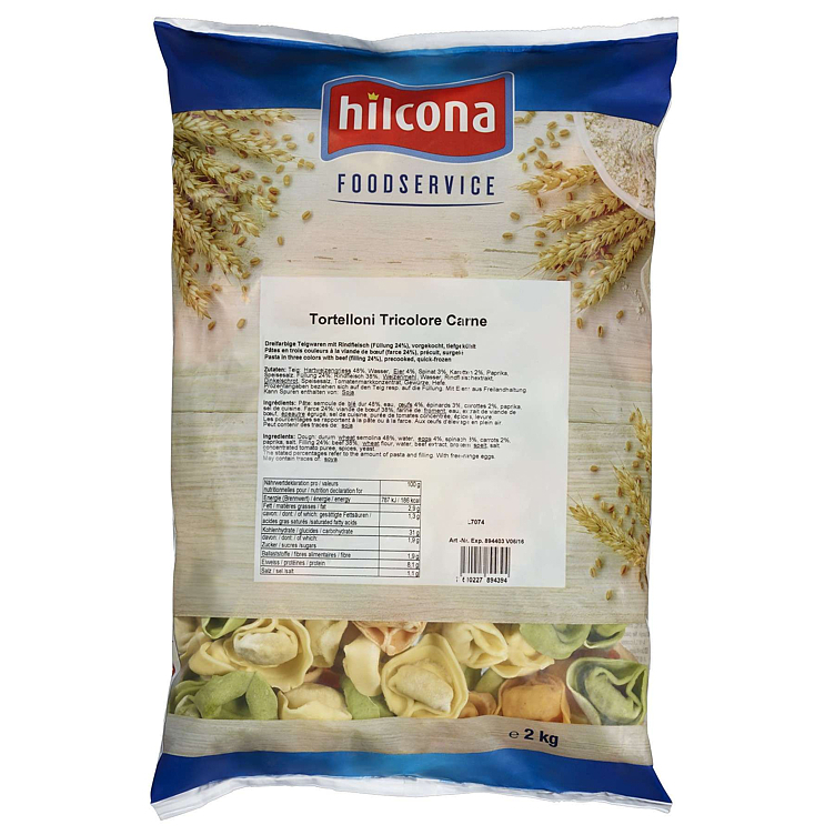 Tortellino tricolore w/meat hilcona   2kg