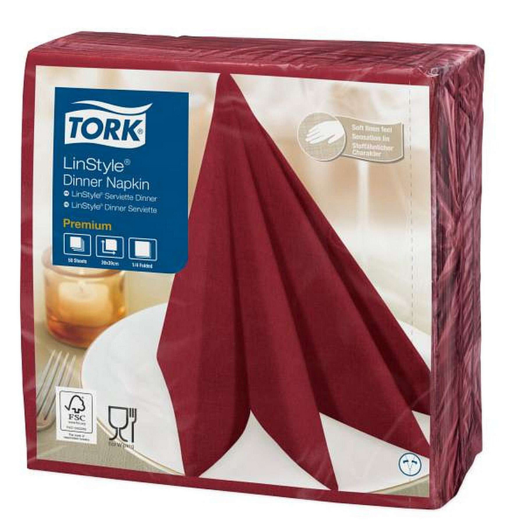 Middagsserviett linstyle burgunder 39cm 4f   50stk