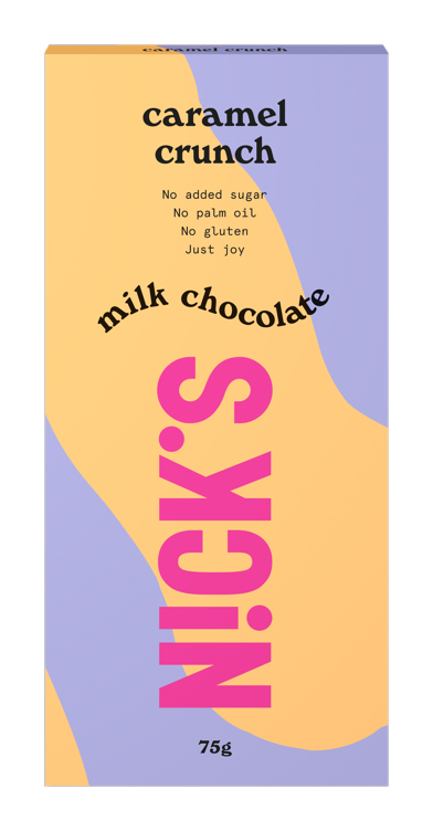 Nick's milk chocolate caramel crunch  75g