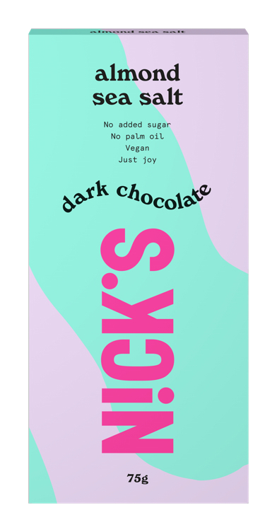 Nick's dark chocolate almond sea salt  75g