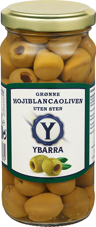 Ybarra grønne oliven u. sten   230g