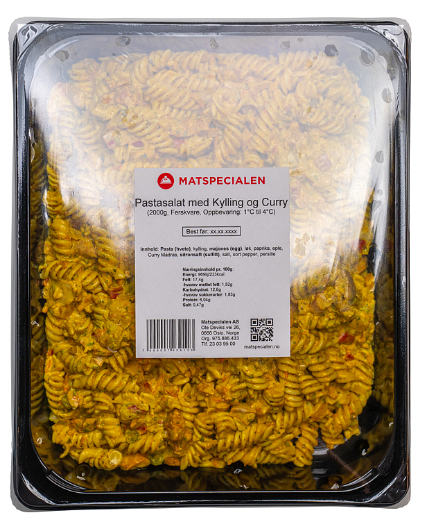 Pasta salad with chicken and curry  2kg