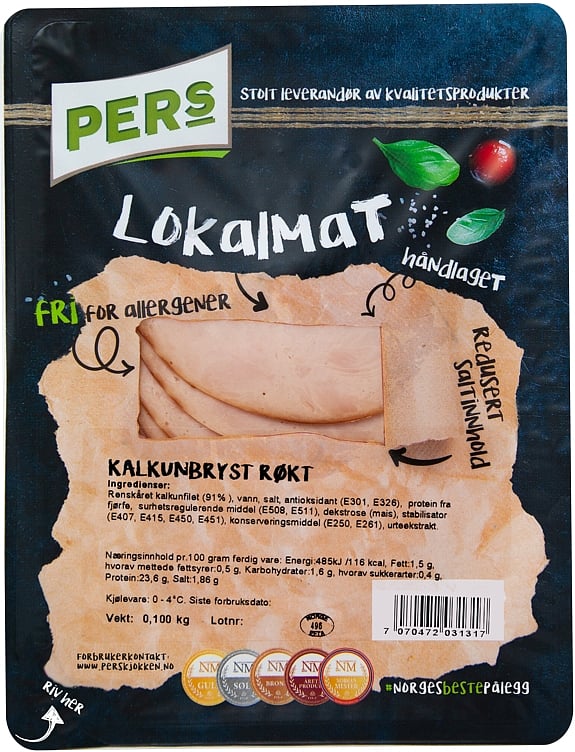 Kalkunbryst røkt skåret 100g