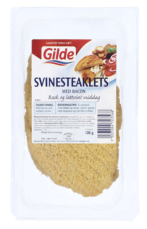 Svinesteaklets m/bacon 300g