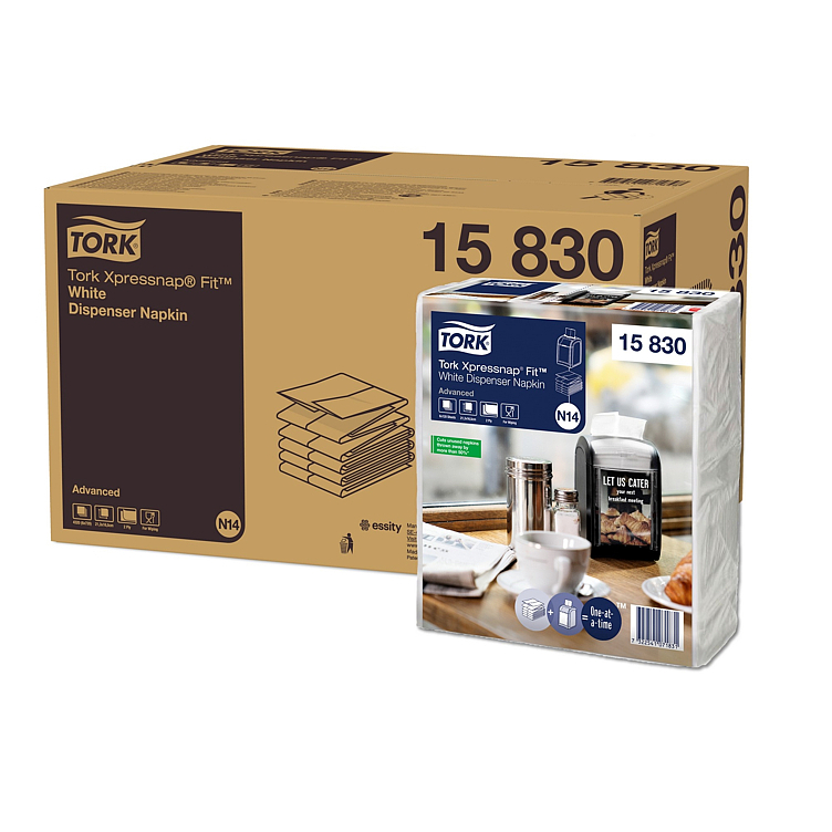 Dispenserserviett xpressnap fit hvit 2-lag n14 720stk