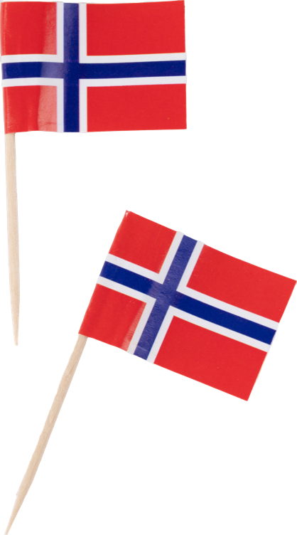 Norwegian flag on wooden stick pac  144pce