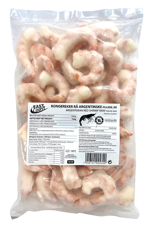 Kongereker rå argentinske 16/20 u/skall 750g