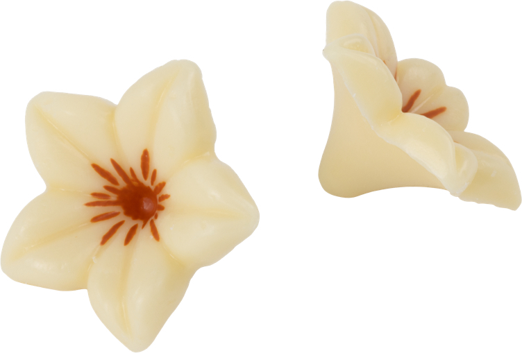 Chocolate decorations white flower 30mm   76pce