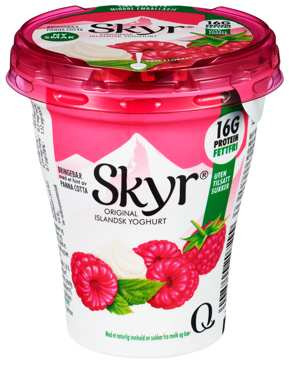 Skyr bringebær panna cotta beg  160g