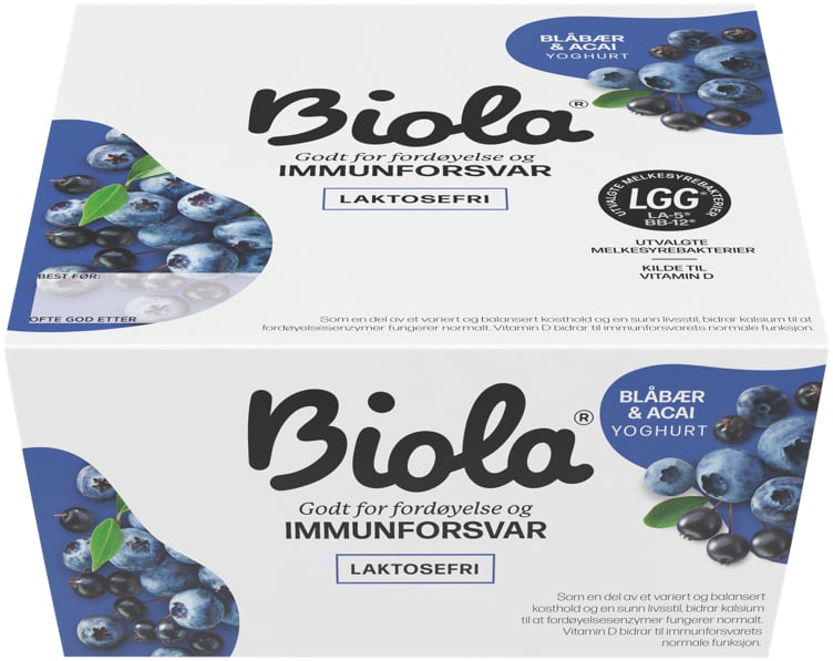 Biola yoghurt blåbær/acai laktosefri  4x125g