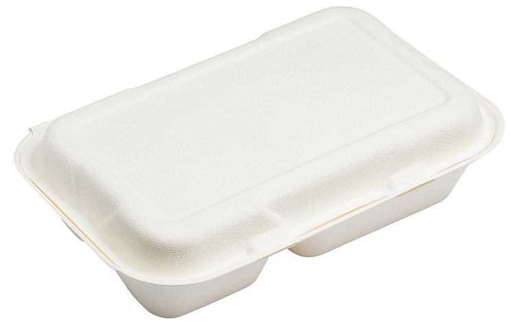 Varmmatboks 2rom m/lokk bagasse 1200ml 23x20x6,3cm 50stk
