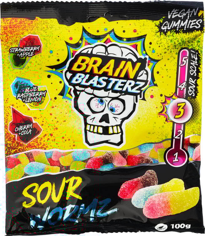 Brain blasterz sour wormz 100g