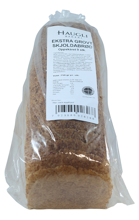 Ekstra grovt skjoldabrød oppskåret  750g