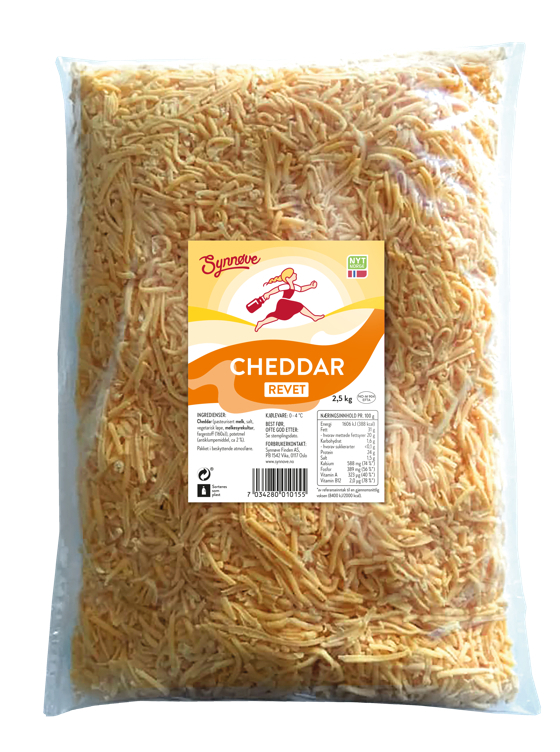 Cheddar revet, norsk 2,5kg