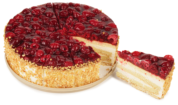 Bringebærkake med ostekrem 12biter 2kg