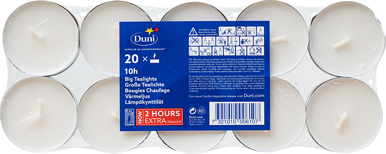 Tea candle large white        20pce