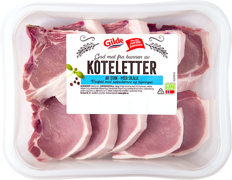 Koteletter av svin m/skalk 4xca.1,8kg kg