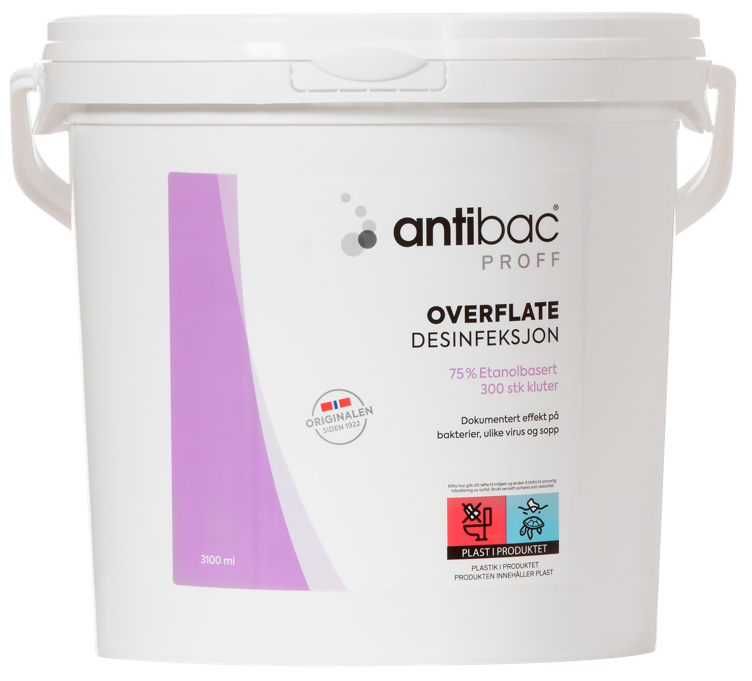 Antibac desinfeksjonskluter 75% spann 300stk