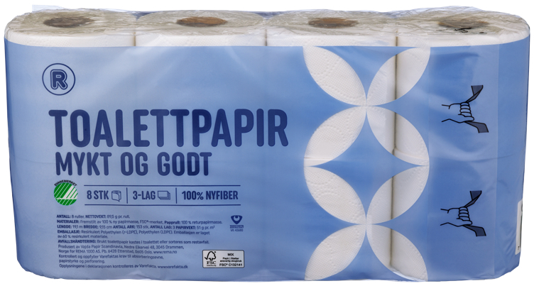 Toalettpapir 3-lags  8pk