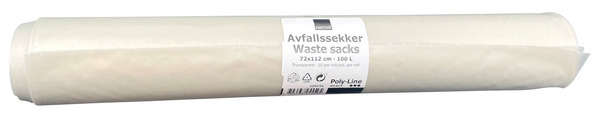 Waste bag roll clear 100l 72x112cm 53my pce