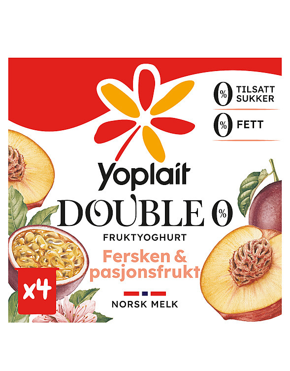 Yoplait 00% fersken/pasjon 4x125g