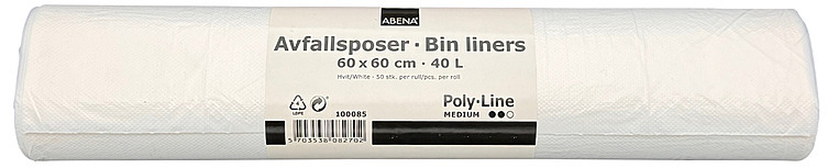 Avfallspose hvit 60x60 ldpe 12my 50stk