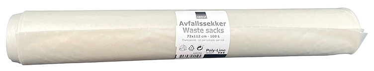 Avfallssekk på rull klar 100l 72x112cm 53my  stk