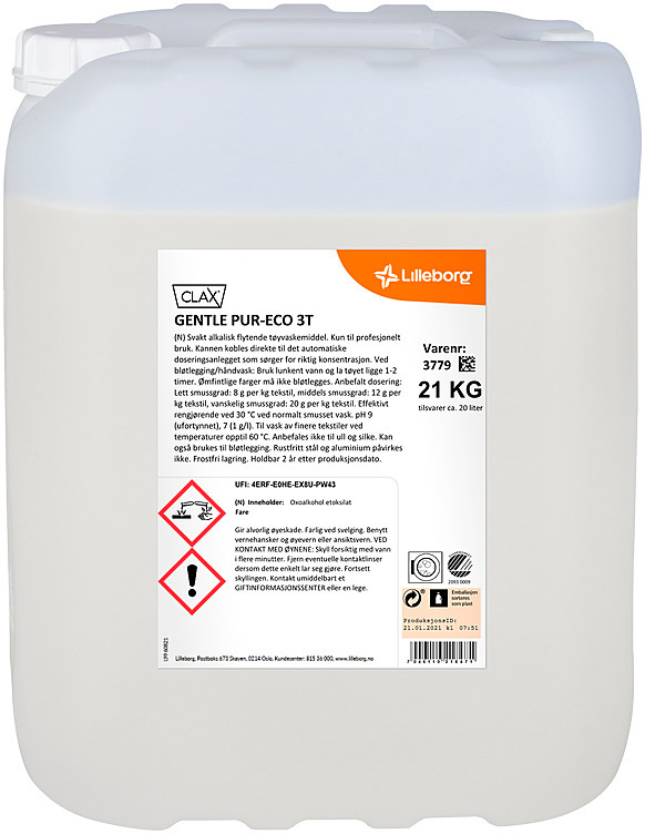 Clax gentle pur-eco 3t finvask 20l