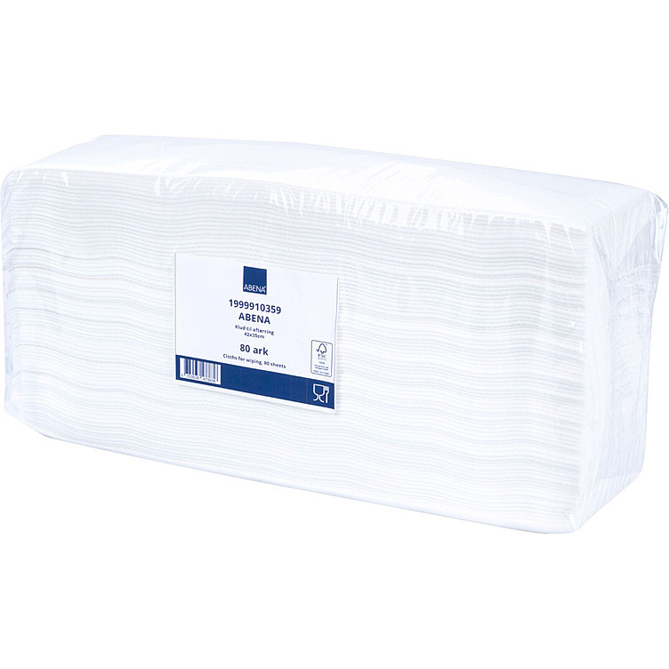 Allbruksklut 42x35cm, 10,8cm, 1-lags, hvit, nonwoven 80stk