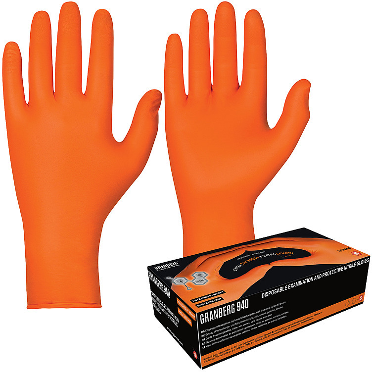 Engangshansker nitril chemstar pudderf orange str s 100stk
