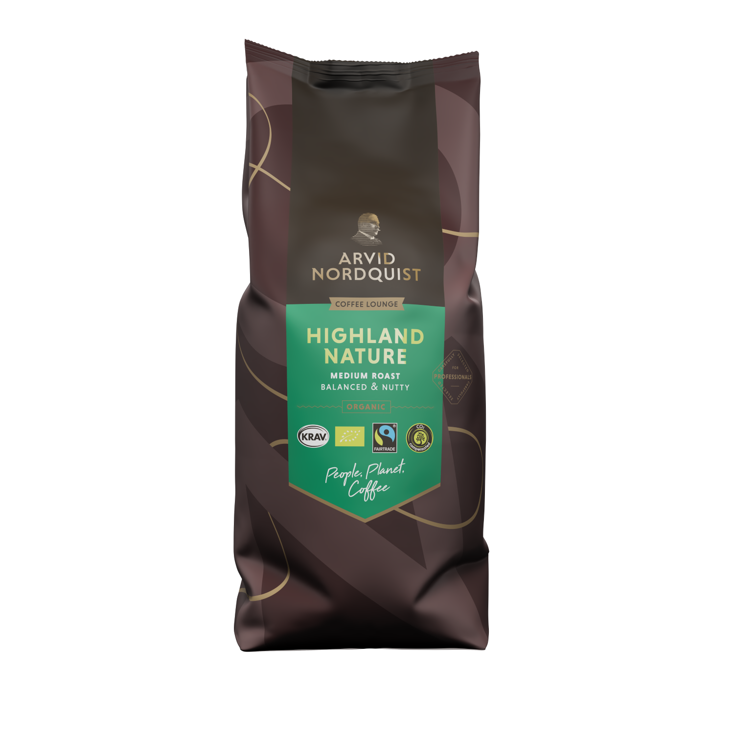 Kaffe highland nature hele bønner økol.&fairtrade 1kg