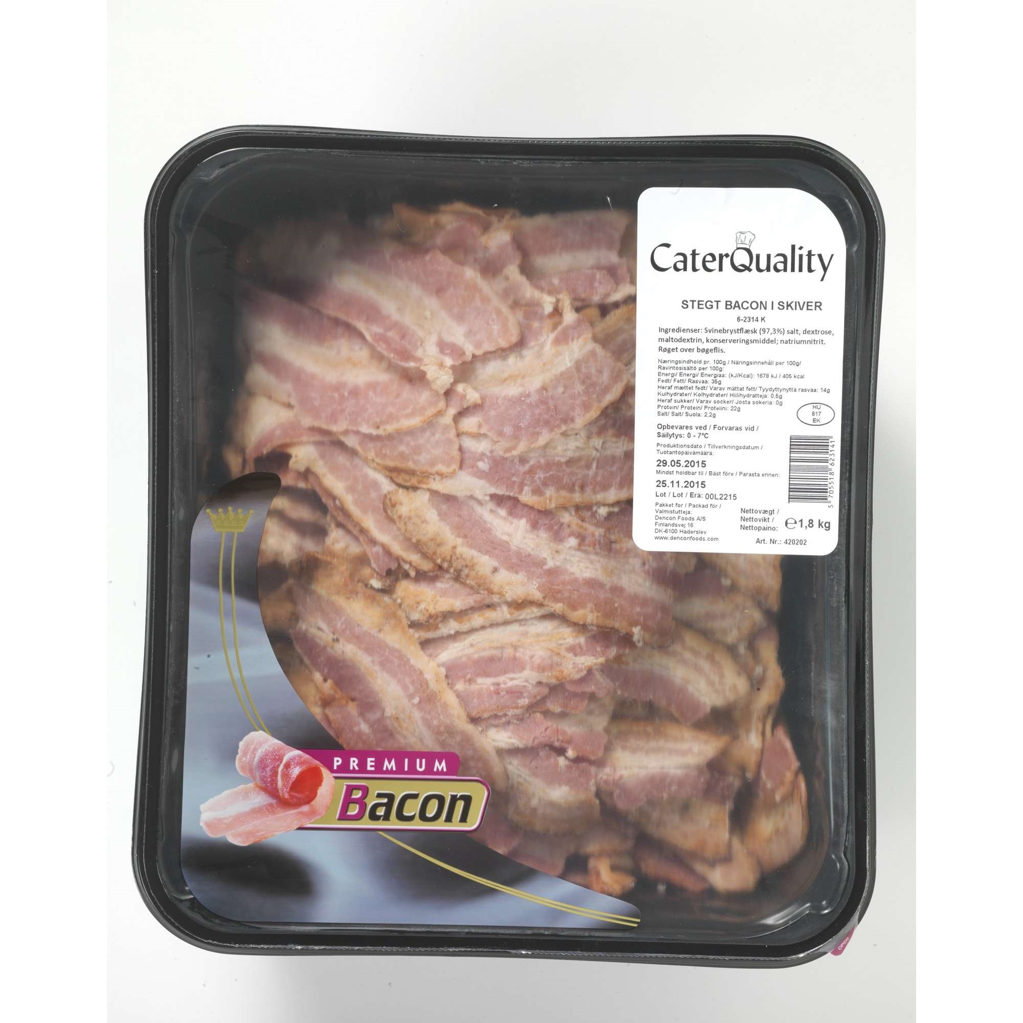 Stekt bacon 50% t 1,8kg