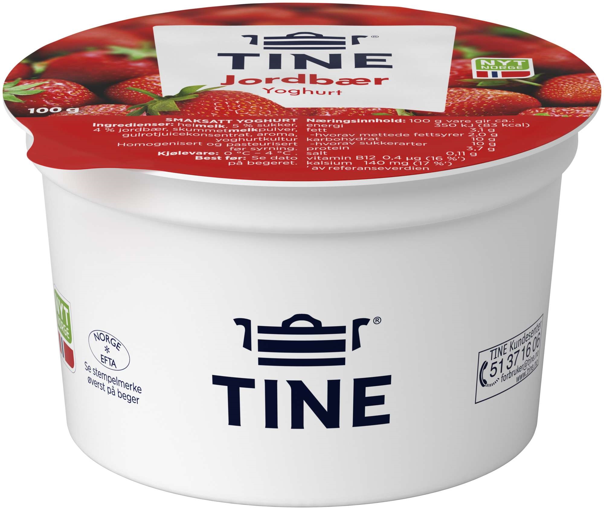 Yoghurt jordbær 100g