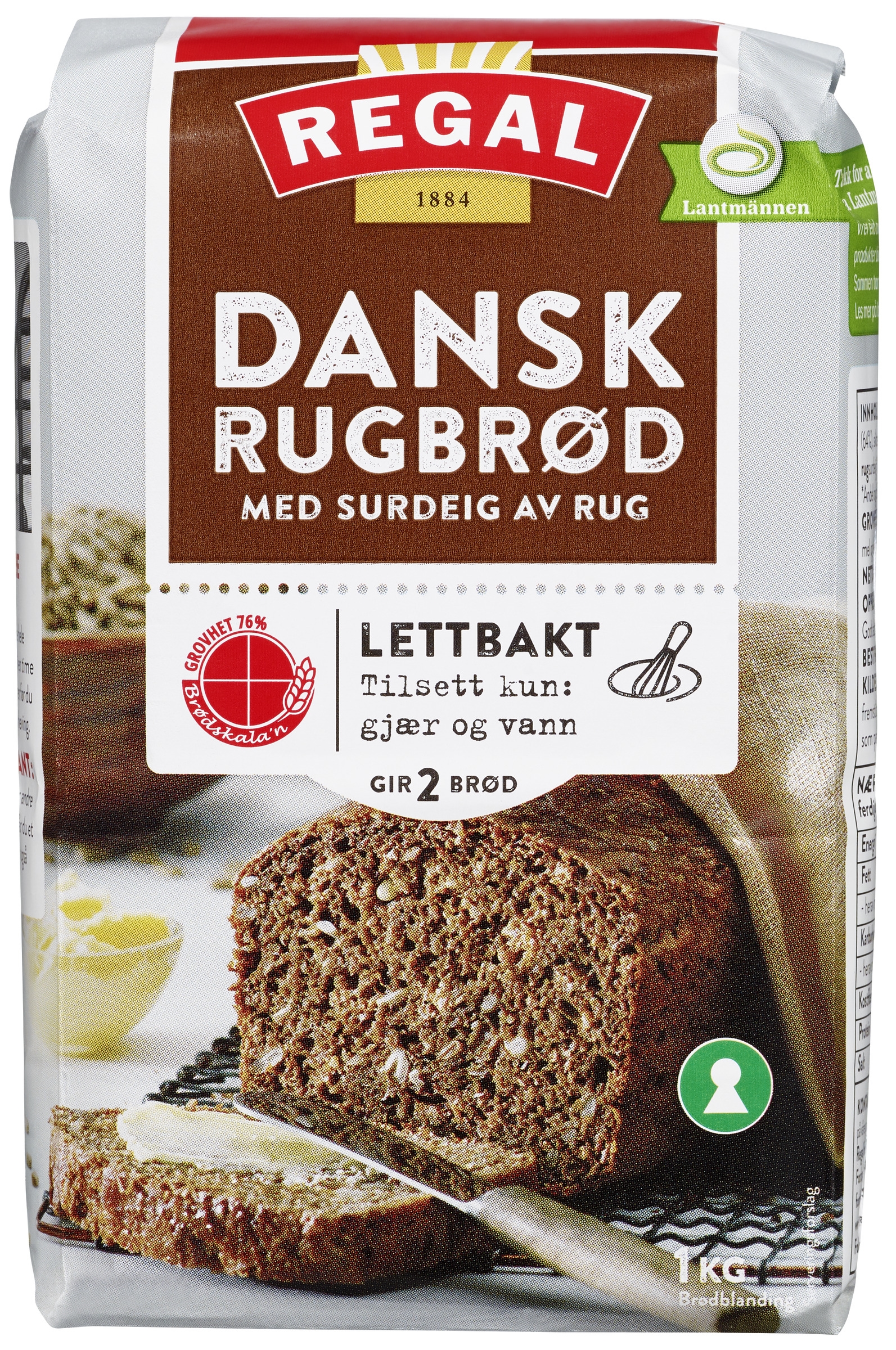 Dansk rugbrød lettbakt 1000g