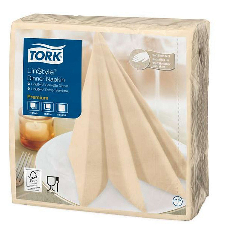 Middagsserviett linstyle krem 39cm 50stk