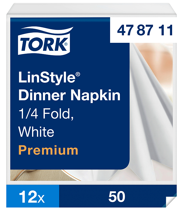 Middagsserviett linstyle hvit 39cm  50stk