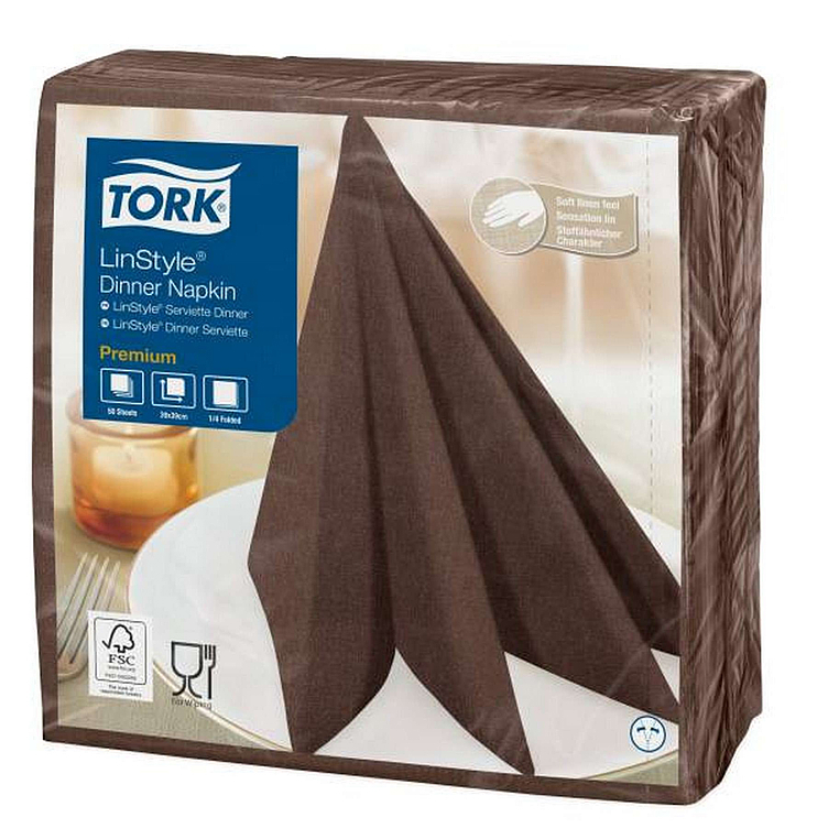 Middagsaserviett linstyle kakao 39cm 50stk