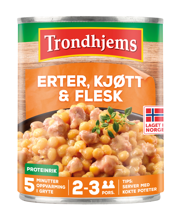 Erter, kjøtt og flesk 870g