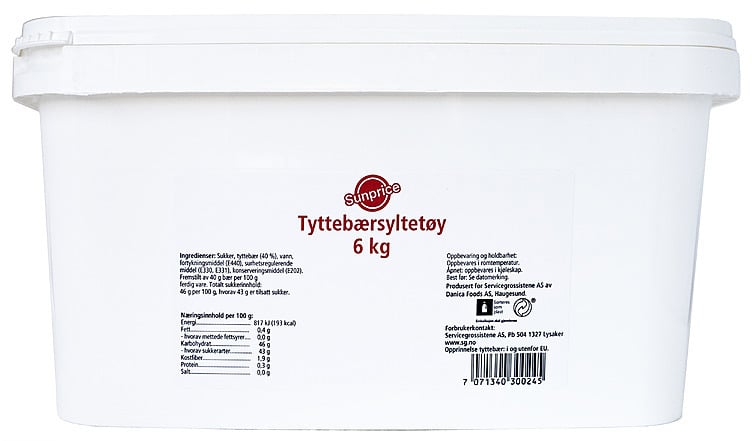 Tyttebærsyltetøy 6kg