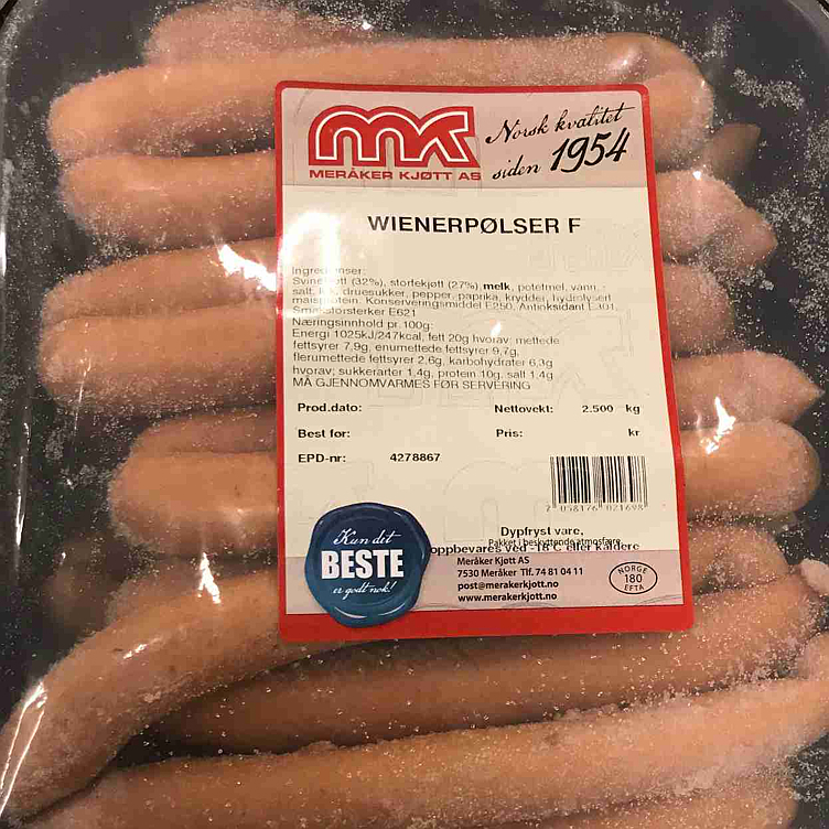 Wienerpølser røkte    2,5kg