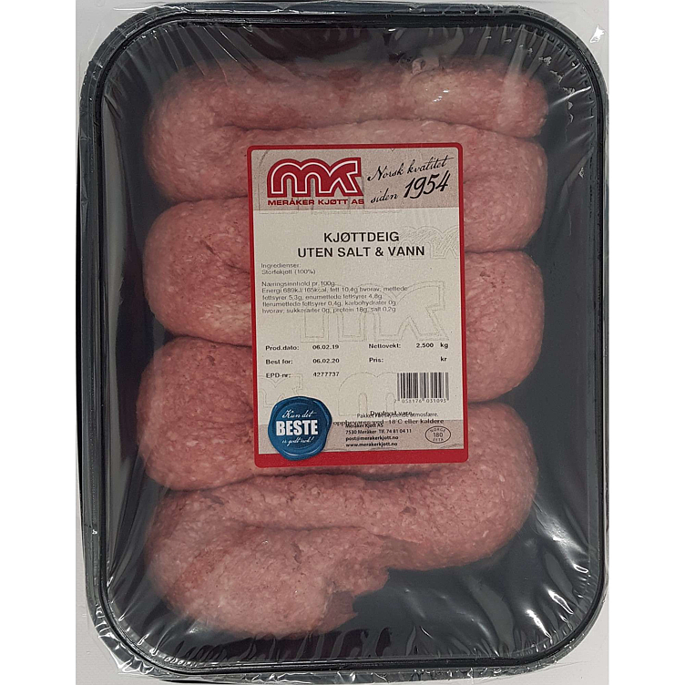 Kjøttdeig u/salt & vann    2,5kg