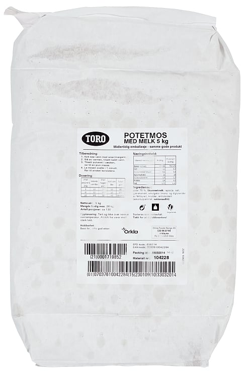 Potetmos m/melk         5 kg