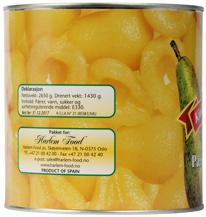 Pærer halve 3kg