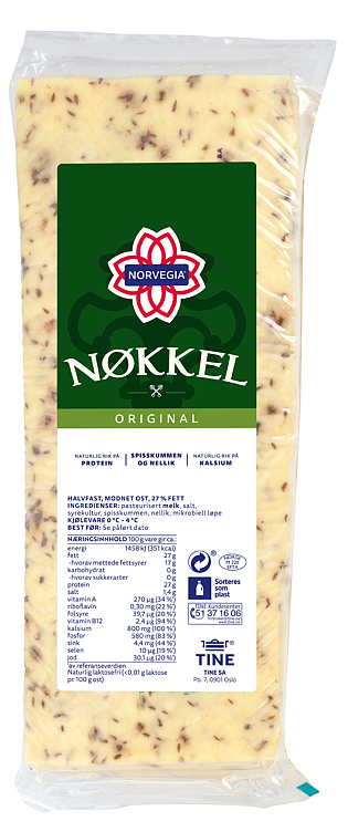 Nøkkelost 27% skorpefri   2xca5,2kg