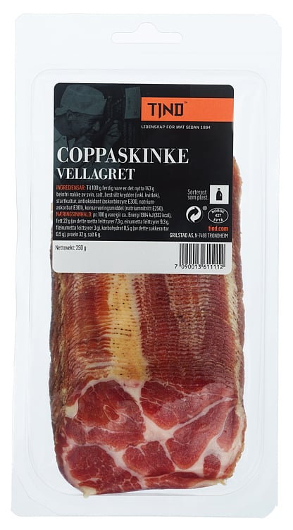 Vellagret coppaskinke skivet 250g