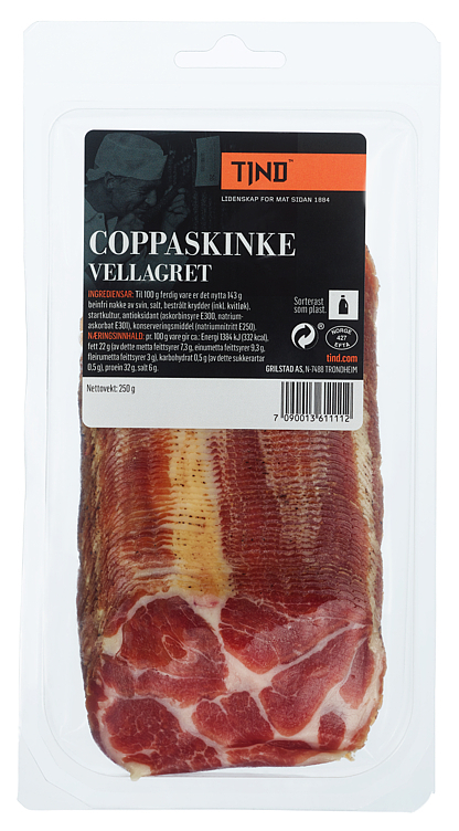 Vellagret coppaskinke skivet 250g
