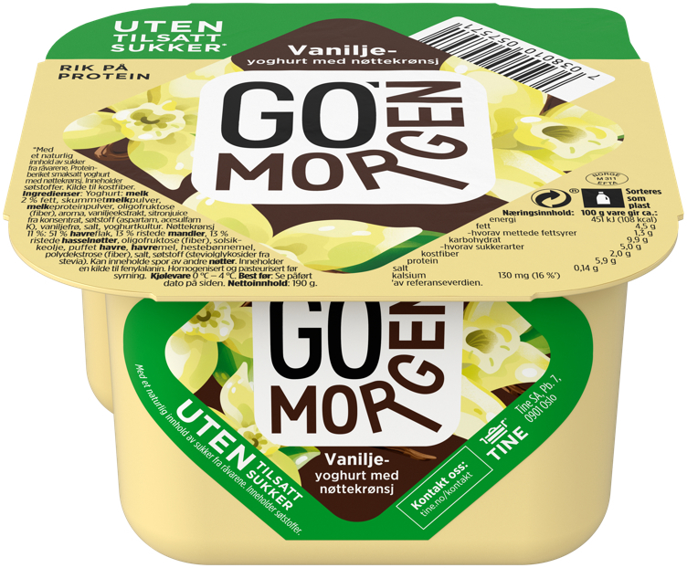 Go morgen yoghurt vanilje uten    190g
