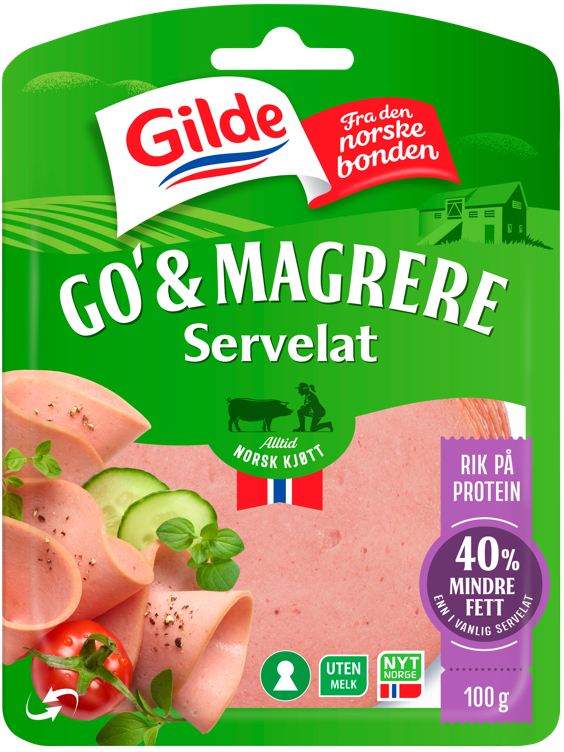 Go og mager servelat   100g