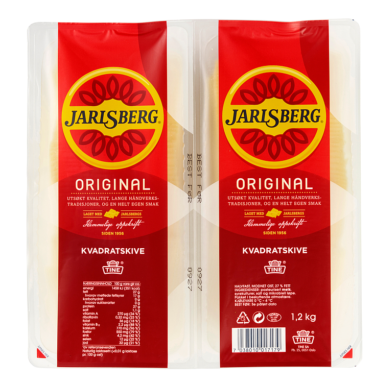 Jarlsberg 27 % kvadratskive 100x12g 1,2kg