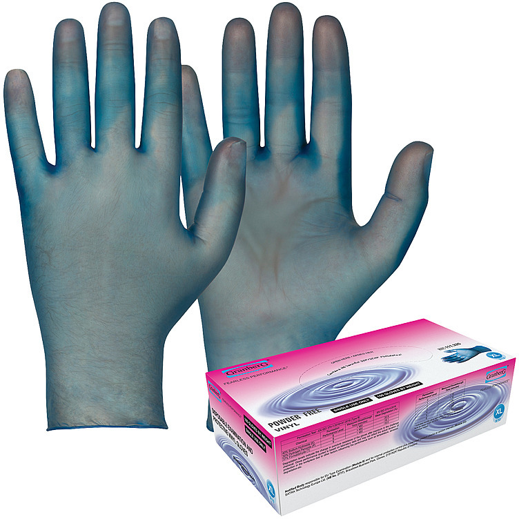 Engangshansker vinyl/pvc blå xl   100stk